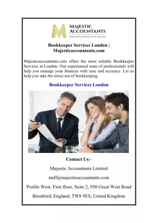 Bookkeeper Services London  Majesticaccountants.com