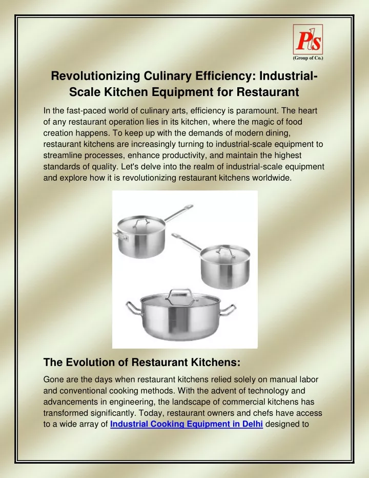 revolutionizing culinary efficiency industrial