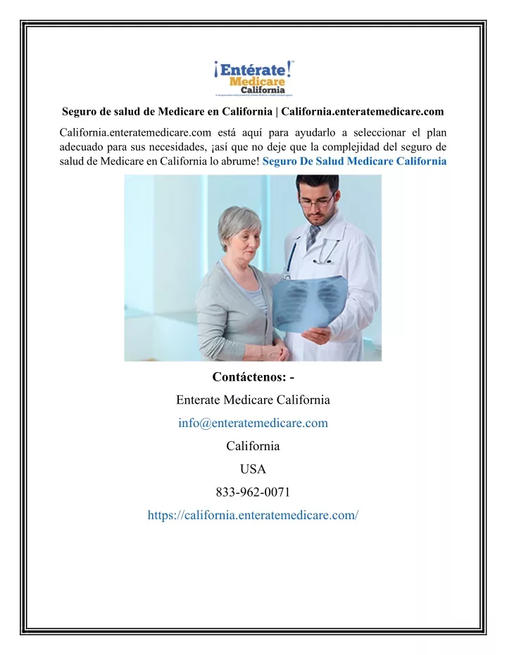 seguro de salud de medicare en california