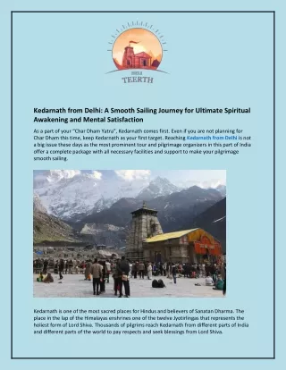 Kedarnath from Delhi and A Smooth Sailing Journey for Ultimate Spiritual Awakening and Mental Satisfaction