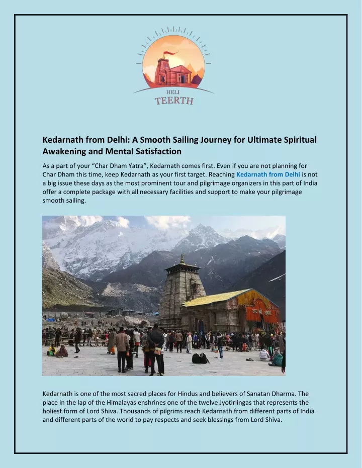 kedarnath from delhi a smooth sailing journey