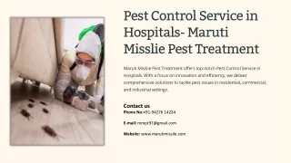 Pest Control Service in Hospitals, Best Pest Control Service in Hospitals
