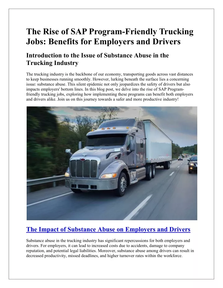 the rise of sap program friendly trucking jobs