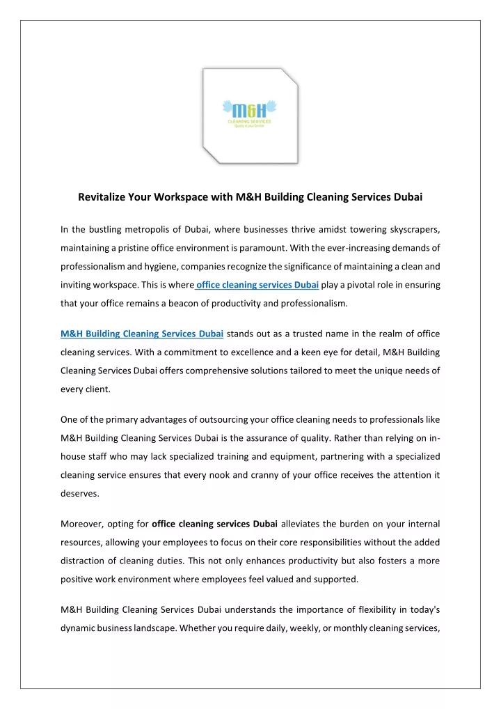revitalize your workspace with m h building