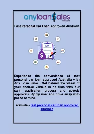 fast personal car loan approved australia