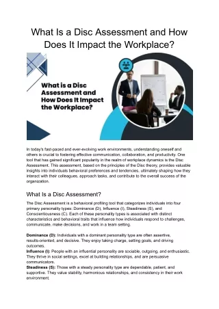 What Is a Disc Assessment and How Does It Impact the Workplace