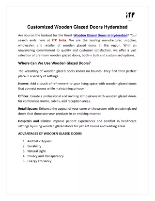Customized Wooden Glazed Doors in Hyderabad