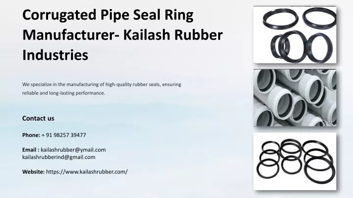 corrugated pipe seal ring manufacturer kailash
