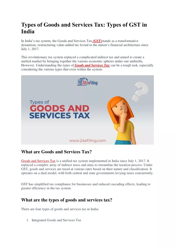 types of goods and services tax types