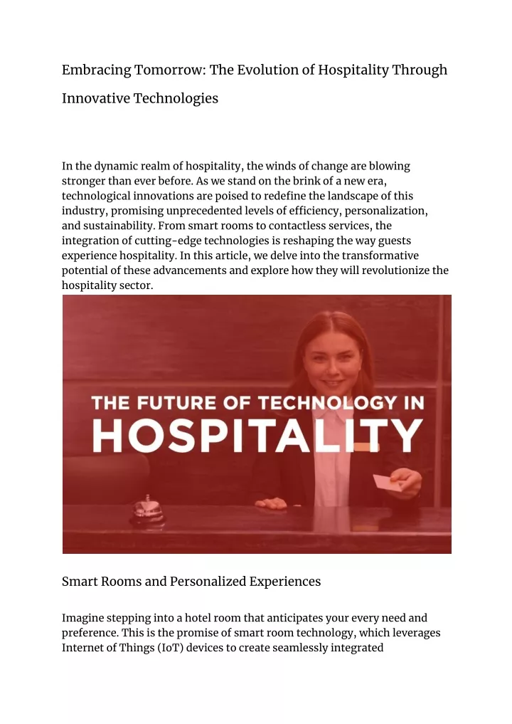 embracing tomorrow the evolution of hospitality