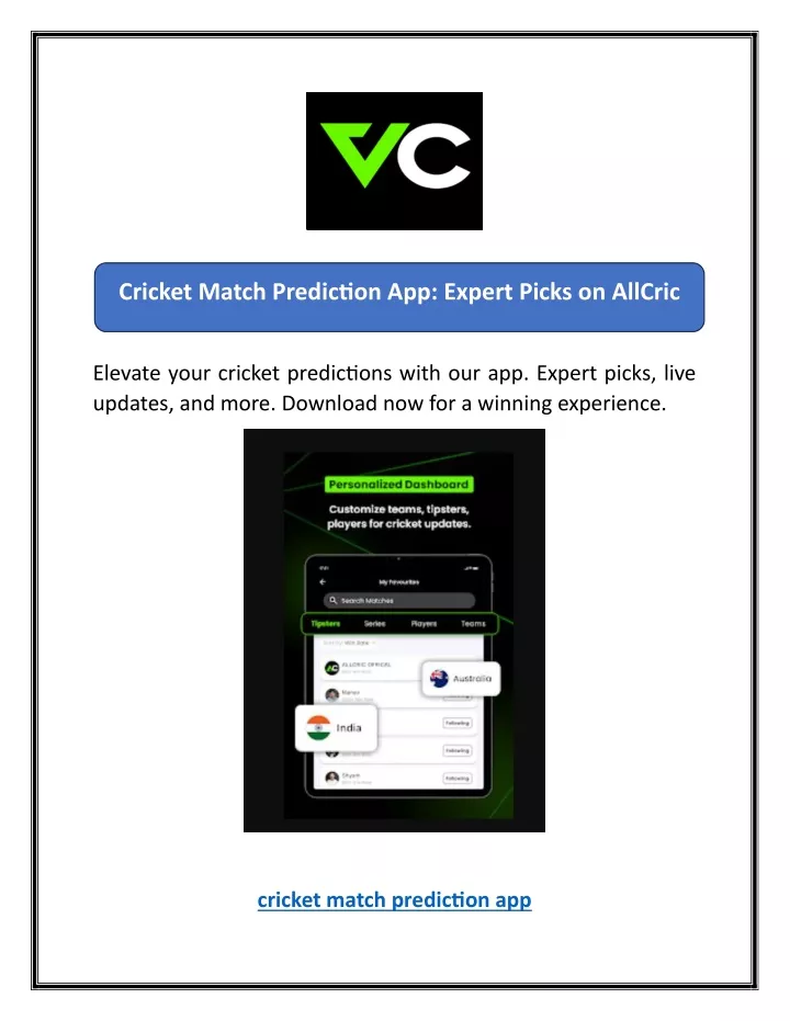 cricket match prediction app expert picks