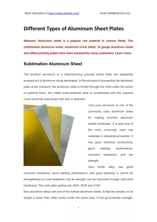 Different Types of Aluminum Sheet Plates