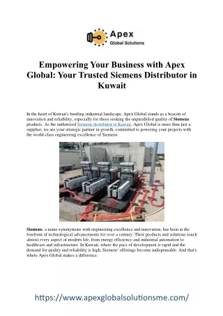 Efficient Siemens Distributor in Kuwait: Streamlining Solutions