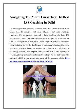 Excel in Sociology Optional: Yojna IAS - Best Online Coaching in Delhi