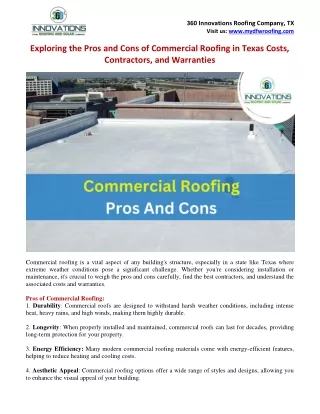 Exploring the Pros and Cons of Commercial Roofing in Texas Costs, Contractors, and Warranties