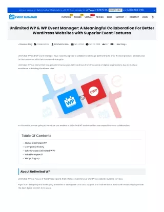 Unlimited WP & WP Event Manager: A Meaningful Collaboration For Better WordPress