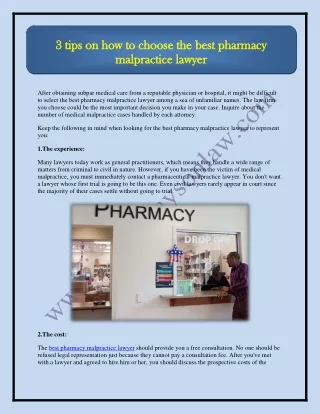 3 tips on how to choose the best pharmacy  malpractice lawyer