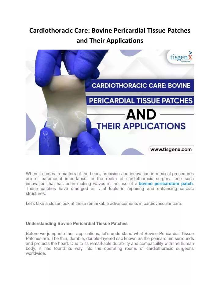 cardiothoracic care bovine pericardial tissue
