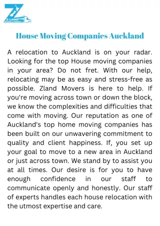 House Moving Companies Auckland