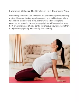 Postnatal yoga
