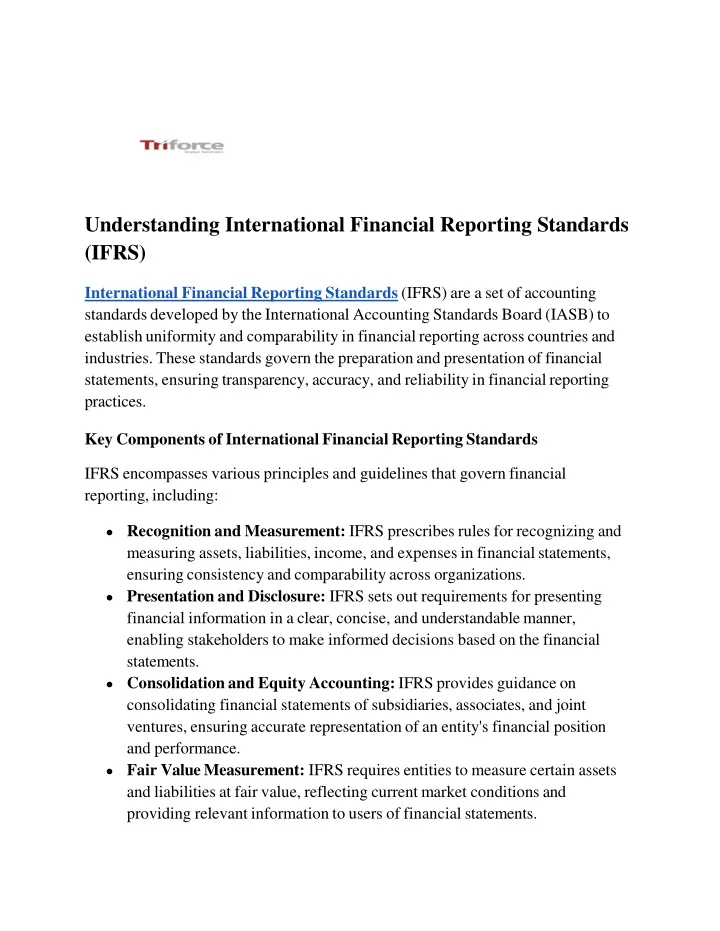 understanding international financial reporting
