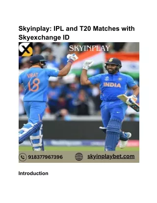 Skyinplay: IPL and T20 Matches with Skyexchange ID