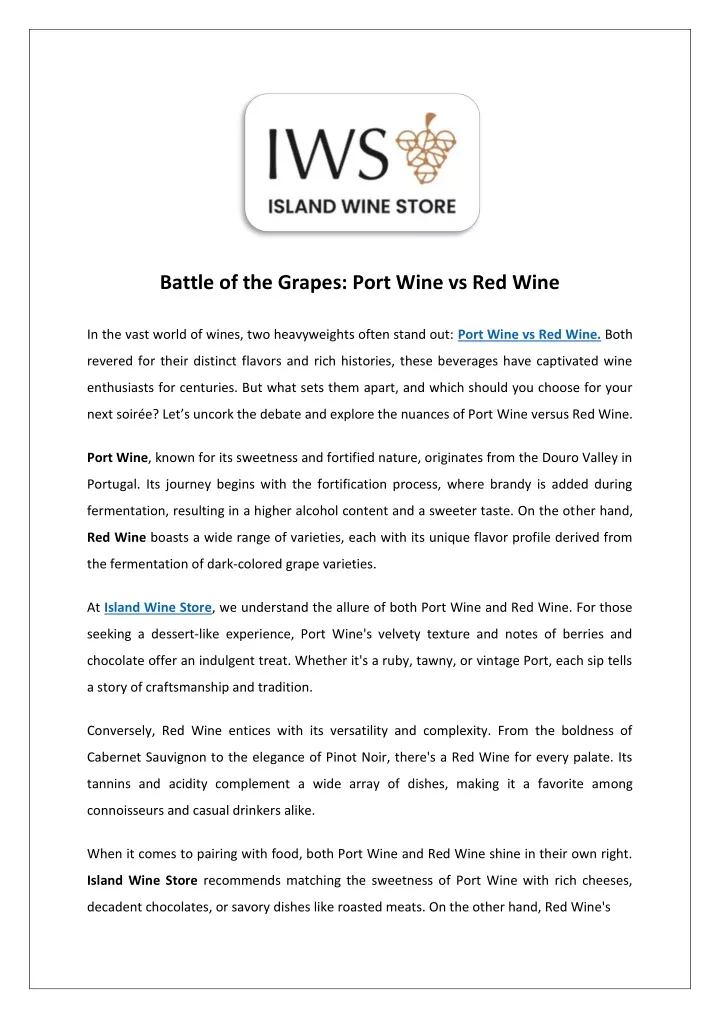 battle of the grapes port wine vs red wine