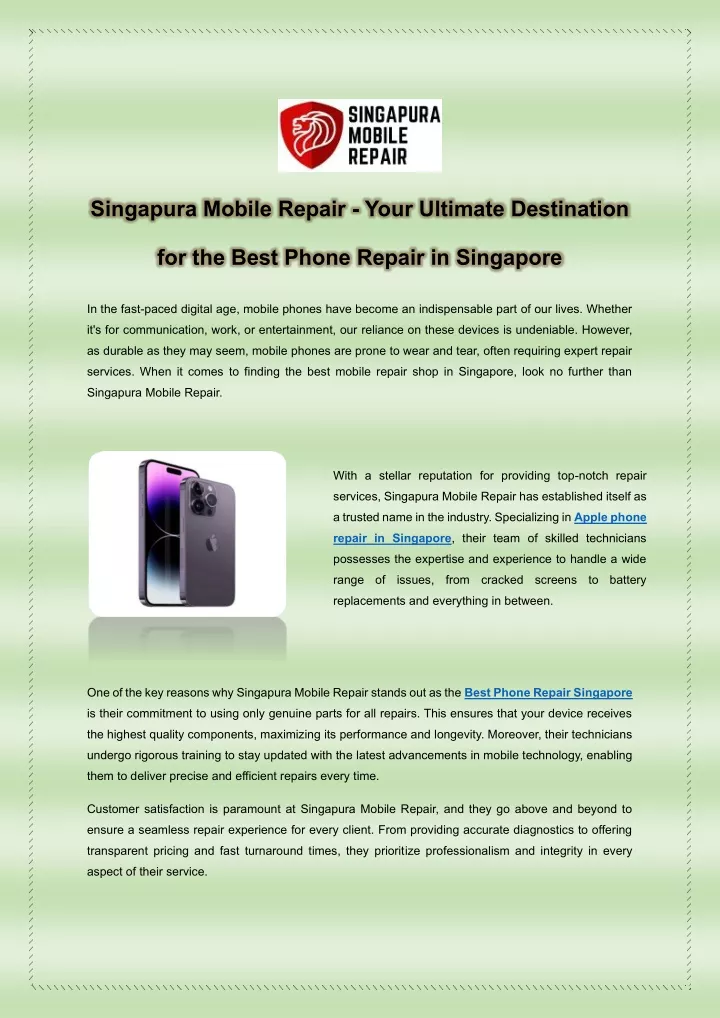 singapura mobile repair your ultimate destination