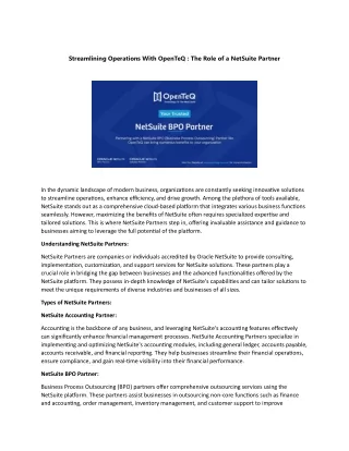 streamlining operations with openteq the role