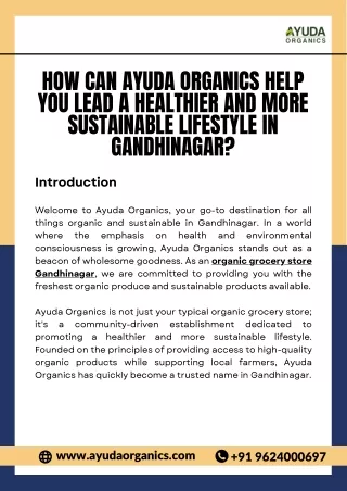 How Can Ayuda Organics Help You Lead a Healthier and More Sustainable Lifestyle in Gandhinagar