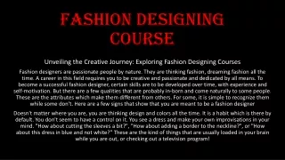 Fashion designing course
