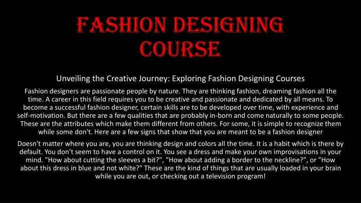 fashion designing course