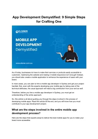 Mobile App Development Demystified: 9 Simple Steps for Crafting One