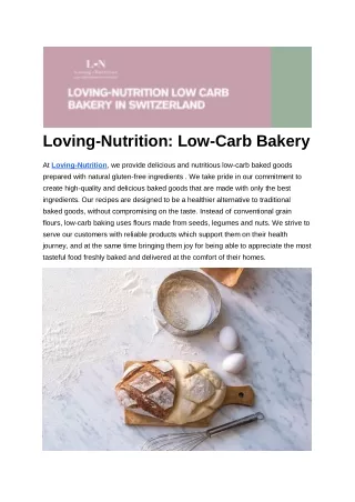 Loving-Nutrition Low Carb Bakery in Switzerland