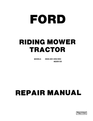 Ford R8 Riding Mower Tractor Service Repair Manual