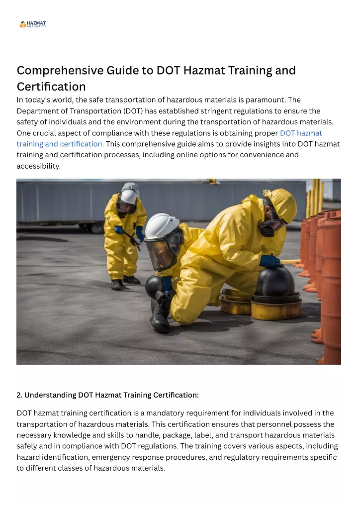 comprehensive guide to dot hazmat training