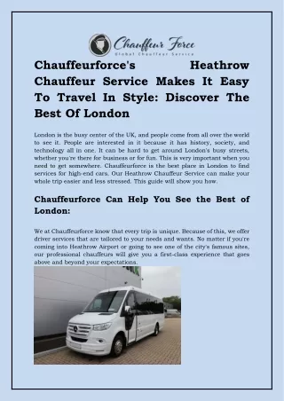 Chauffeur Company In London