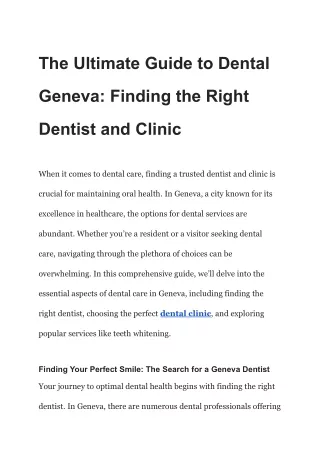 The Ultimate Guide to Dental Geneva_ Finding the Right Dentist and Clinic