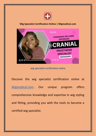 Wig Specialist Certification Online | Wigmedical.com