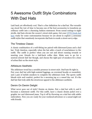 5 awesome outfit style combinations with dad hats