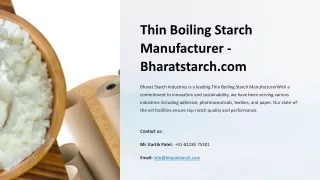 Thin Boiling Starch Manufacturer, Best Thin Boiling Starch Manufacturer