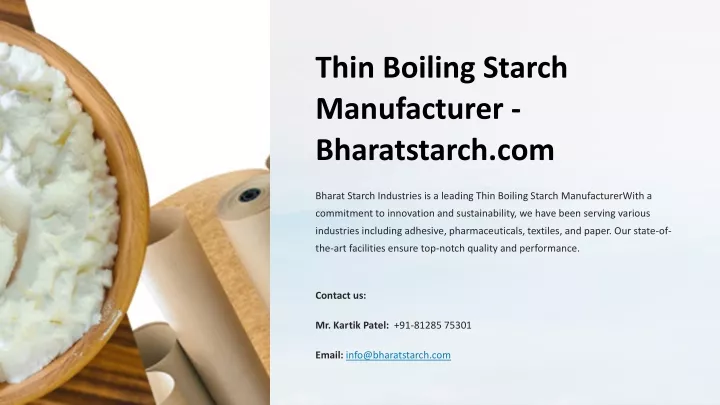 thin boiling starch manufacturer bharatstarch com