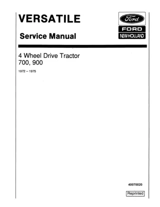 Ford Versatile 700 4 Wheel Drive Tractor Service Repair Manual