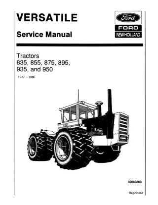 Ford Versatile 855 Tractor Service Repair Manual