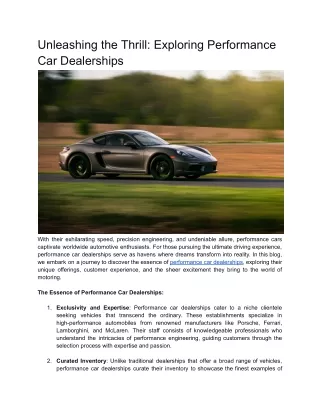 unleashing the thrill exploring performance