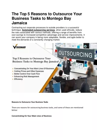 The Top 5 Reasons to Outsource Your Business Tasks to Montego Bay Jamaica