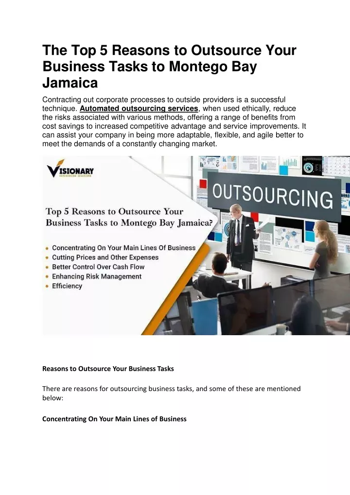 the top 5 reasons to outsource your business tasks to montego bay jamaica