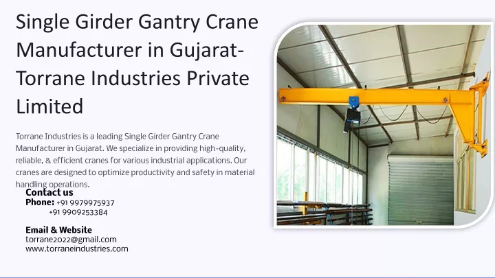 single girder gantry crane manufacturer