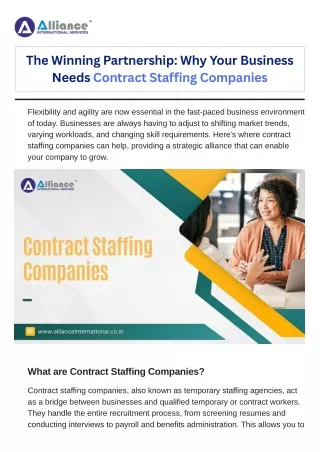The Winning Partnership, Why Your Business Needs Contract Staffing Companies