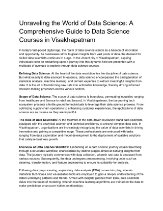 Unraveling the World of Data Science: A Comprehensive Guide to Data Science